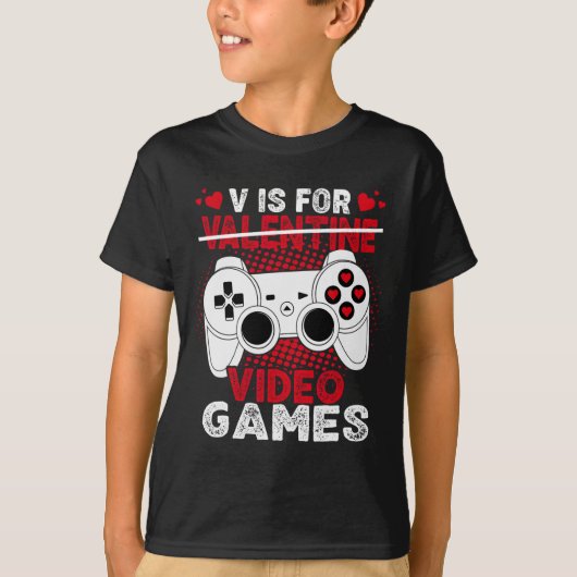 Vはビデオゲーム用ヴァレンティーンデイゲーマーボーイズメンズ Tシャツ (正面)