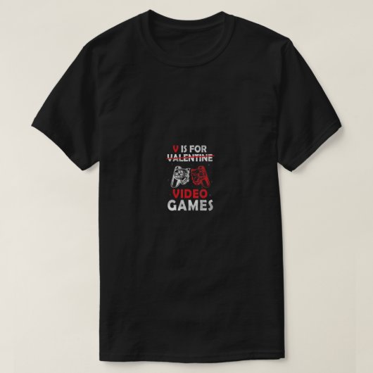 Vはビデオゲーム用ヴァレンティーンデイゲーマーボーイメンズ Tシャツ (デザイン正面)