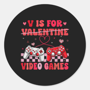 Vはビデオゲーム用Valentine Gamer Valentines Da ラウンドシール
