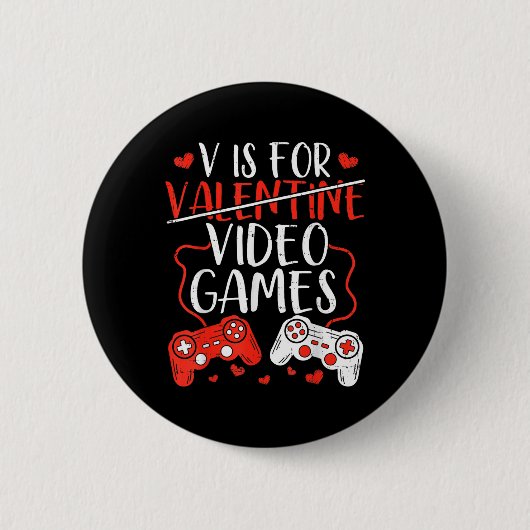 Vはビデオゲーム用Valentine Gamer Valentines Da 缶バッジ (正面)