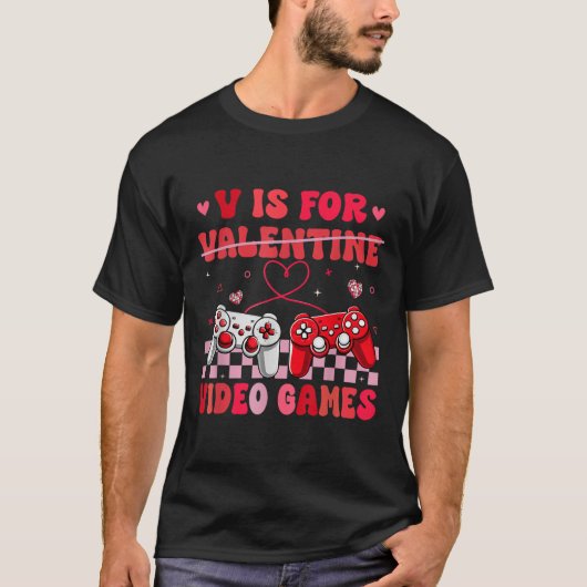 Vはビデオゲーム用Valentine Gamer Valentines Da Tシャツ (正面)