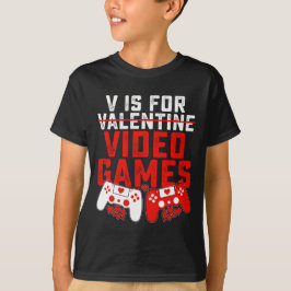 Vはビデオゲーム ゲーマー バレンタインデー Tシャツ