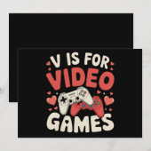 Vはビデオゲーム バレンタインデーのユーモアあるゲーマー 招待状 (正面/裏面)
