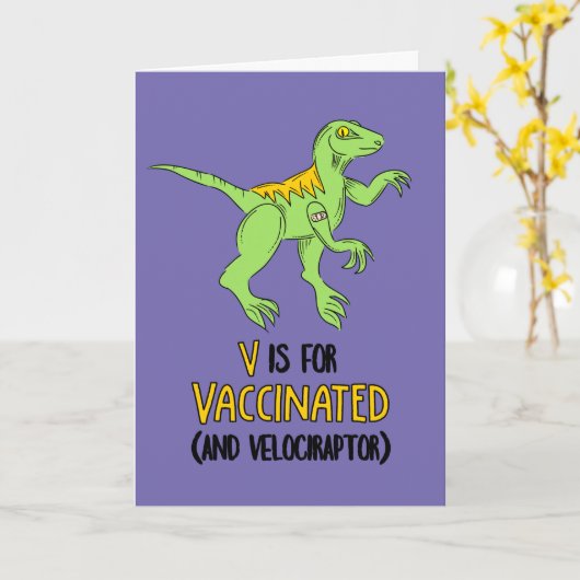 Vはワクチン接種で恐竜を一緒に食べよう カード (黄色い花)