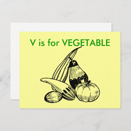 Vは野菜アルファベットフラッシュカード用 ポストカード (正面/裏面)