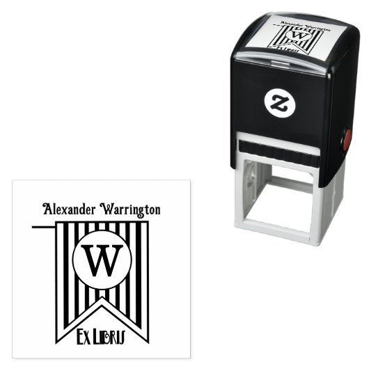 VイニシャルバストライプナーモノグラムEx Librisブック セルフインキングスタンプ (インサイチュ)