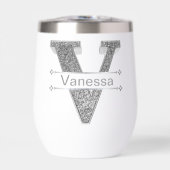 Vイニシャルパーソナライズされたシルバーモノグラムあなたの名前 (正面)