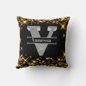 Vイニシャルパーソナライズされたシルバーモノグラムあなたの名前 クッション (裏面)
