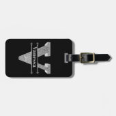 Vイニシャルパーソナライズされたシルバーモノグラムあなたの名前 ラゲッジタグ (正面横)