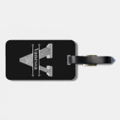 Vイニシャルパーソナライズされたシルバーモノグラムあなたの名前 ラゲッジタグ (裏面横)