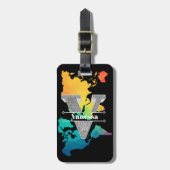 Vイニシャルパーソナライズされたシルバーモノグラムあなたの名前 ラゲッジタグ (正面縦)