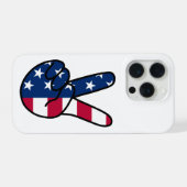 Vサイン アメリカ国旗 iPhoneケース (裏面横)