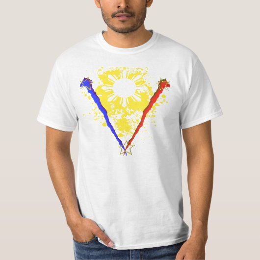 Vスタイルのフィリピンの旗のワイシャツ Tシャツ (正面)
