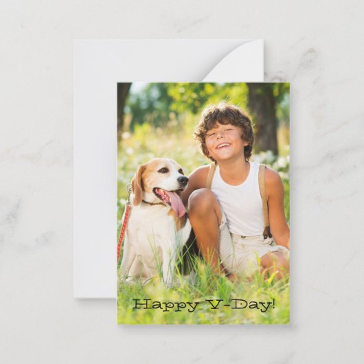 Vデー教室バレンタインのハッピーフォトカード ノートカード (正面)