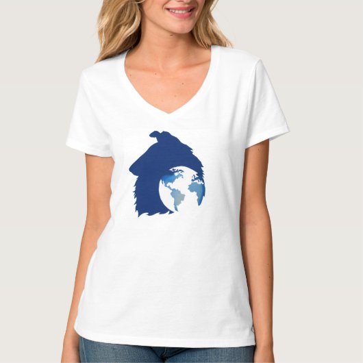 VネックTシャツのColliesWithoutBordersロゴ Tシャツ (正面)