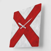 Vビクター水色航海の信号海上国旗 スクエア壁時計 (傾斜)