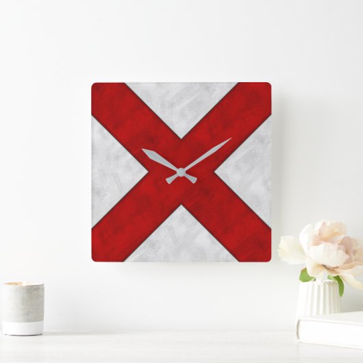 Vビクター水色航海の信号海上国旗 スクエア壁時計 (ホーム)