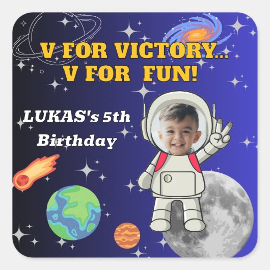  Vフォーヴィクトリー Vフォーファン 宇宙飛行士の少年 誕生日  スクエアシール (正面)