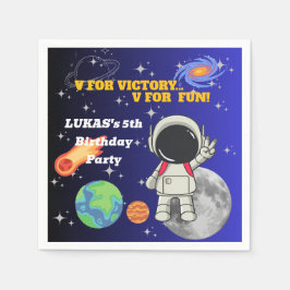  Vフォーヴィクトリー Vフォーファン 宇宙飛行士の少年 誕生日  スタンダードカクテルナプキン