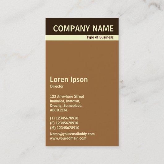 Vヘッダーバンド – ダークブラウン、クリーム、ブラウン 名刺 (正面)