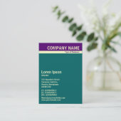 Vヘッダーバンド – 深い紫、クリームとティール(緑がかった色) 名刺 (スタンド正面)