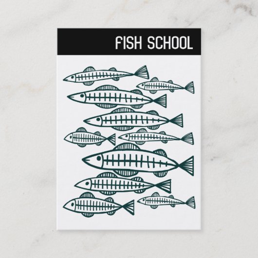 Vヘッダー – フィッシュスクール – ダークグリーン 名刺 (正面)