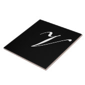 Vモノグラムイニシャルホワイトオンブラック タイル (側面)