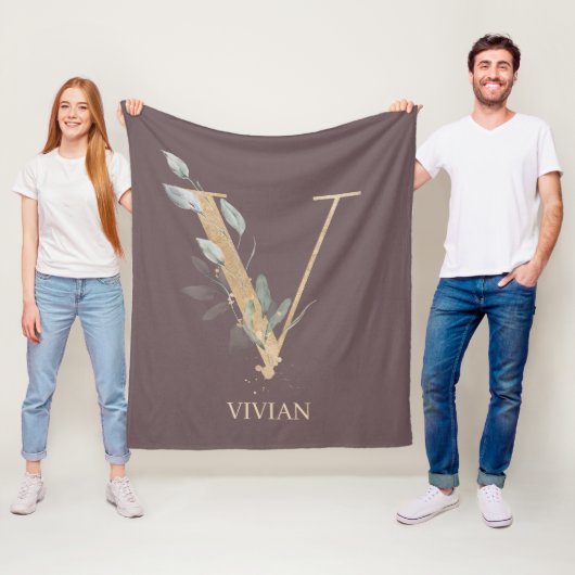 Vモノグラムフローラパーソナライズされたフリースブランケット フリースブランケット (インサイチュ)
