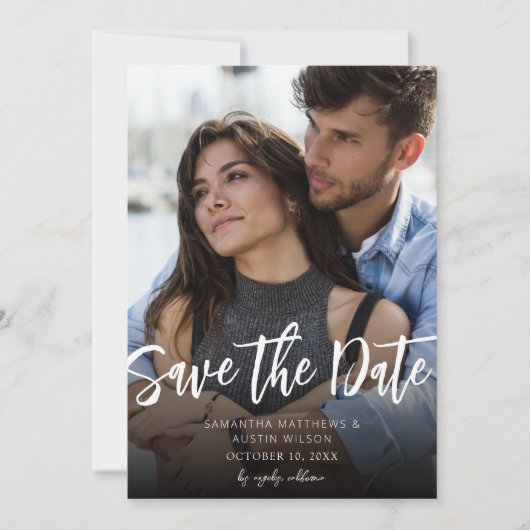 V写真はっきりしたモダン保存日 – 暗 招待状 (正面)