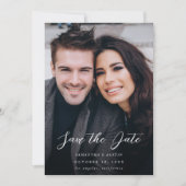 V写真エレガントモダン保存日 – 暗 招待状 (正面)