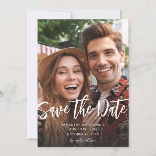 V写真モダン保存日はっきりした – 明るい 招待状 (正面)