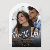 V写真モダン日付はっきりしたの保存 – 暗い円弧 招待状 (正面/裏面)