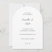 V写真モダン日付はっきりしたの保存 – 暗い円弧 招待状 (裏面)