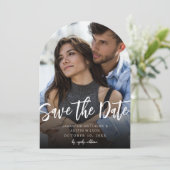 V写真モダン日付はっきりしたの保存 – 暗い円弧 招待状 (スタンド正面)