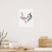 V字パーソナライズされた名一文字 ポスター (キッチン)