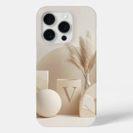 V字型ミニマルモノグラムスマホケース - 美的センス iPhone 15 PROケース
