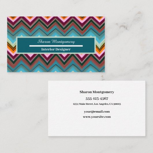 V形カラフルモダン状パターン 名刺 (正面/裏面)