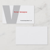 V手紙のアルファベットの名刺の白い灰色 名刺 (正面/裏面)