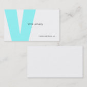 V手紙のアルファベットの名刺の白い青 名刺 (正面/裏面)