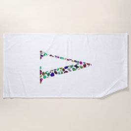 V文字モノグラム ビーチタオル