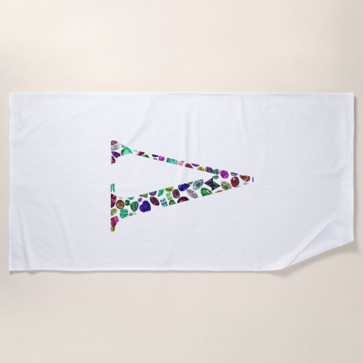 V文字モノグラム ビーチタオル (正面)