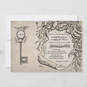 #V0を結婚しているヴィンテージ愛鍵およびカメの鳩 招待状 (正面)