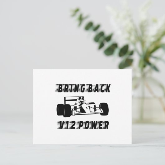 V12パワーレースカーシルエットを復活させる ポストカード (スタンド正面)