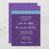 V18を結婚する王室のな紫色の水の青いレース 招待状 (正面/裏面)