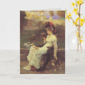 V2を読んでいるヴィンテージの女性 カード (黄色い花)