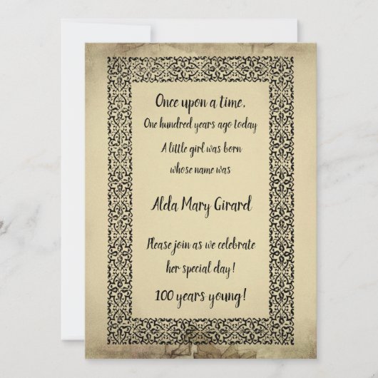 V2アンティークストーリーブックセンテリアン100誕生日 カード (正面)