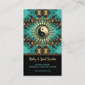 V2ティール(緑がかった色)金ゴールドイースタンスパークル陰陽 名刺 (裏面)