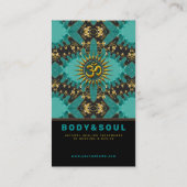 V2ティール（緑がかった色）金ゴールドイースタンスパークルOMヨガ名刺 名刺 (裏面)