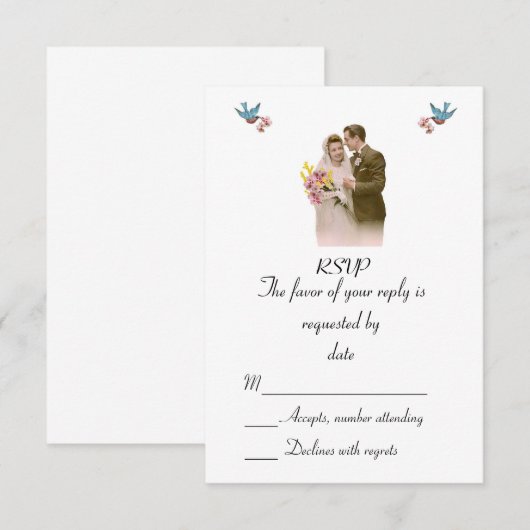 V21結婚式招待状RSVP 出欠カード (正面/裏面)