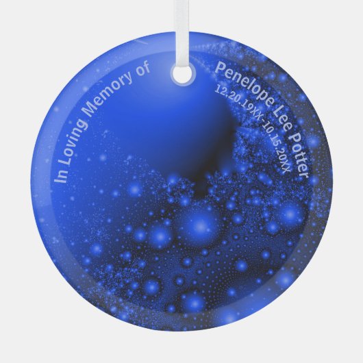 V2 Cobalt Blue Fractal Memorial Suncatcher ガラスオーナメント (正面)